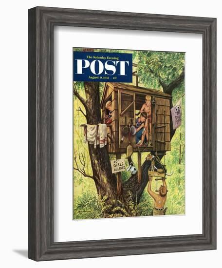 "No Girls Allowed" Saturday Evening Post Cover, August 9, 1952-Stevan Dohanos-Framed Giclee Print