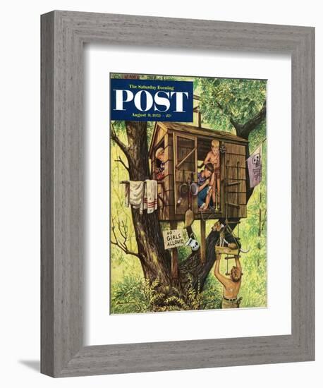 "No Girls Allowed" Saturday Evening Post Cover, August 9, 1952-Stevan Dohanos-Framed Giclee Print