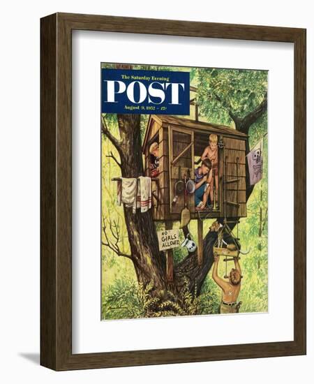 "No Girls Allowed" Saturday Evening Post Cover, August 9, 1952-Stevan Dohanos-Framed Giclee Print