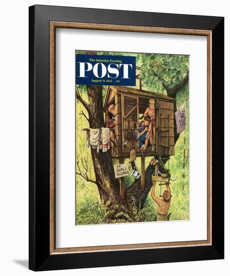 "No Girls Allowed" Saturday Evening Post Cover, August 9, 1952-Stevan Dohanos-Framed Giclee Print