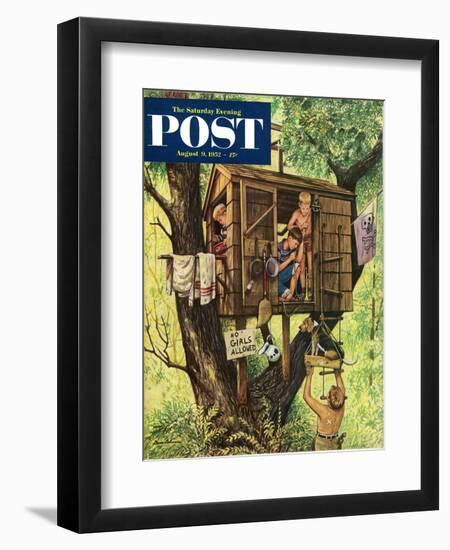 "No Girls Allowed" Saturday Evening Post Cover, August 9, 1952-Stevan Dohanos-Framed Giclee Print