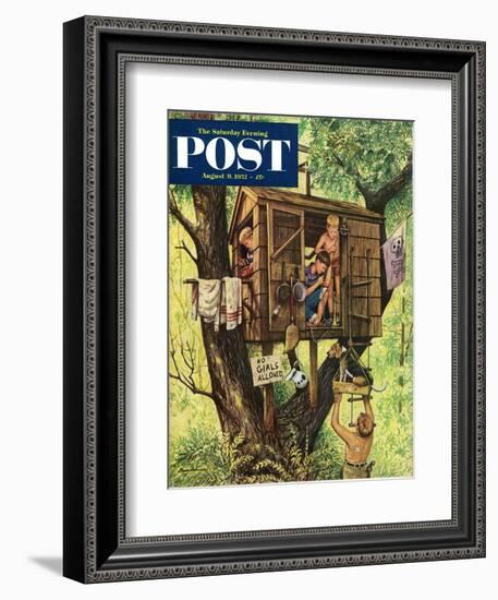 "No Girls Allowed" Saturday Evening Post Cover, August 9, 1952-Stevan Dohanos-Framed Giclee Print