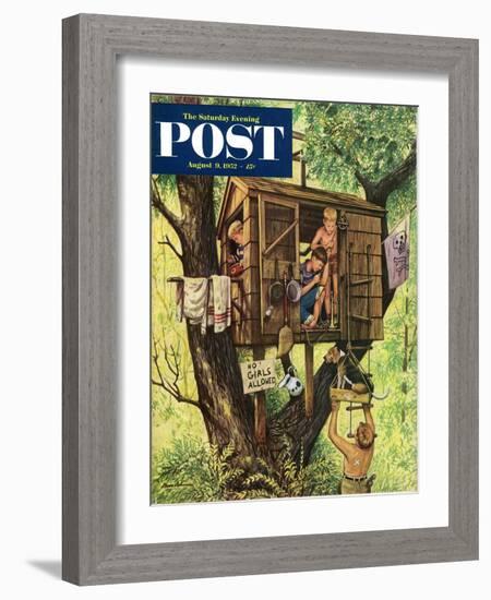 "No Girls Allowed" Saturday Evening Post Cover, August 9, 1952-Stevan Dohanos-Framed Giclee Print