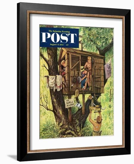 "No Girls Allowed" Saturday Evening Post Cover, August 9, 1952-Stevan Dohanos-Framed Giclee Print