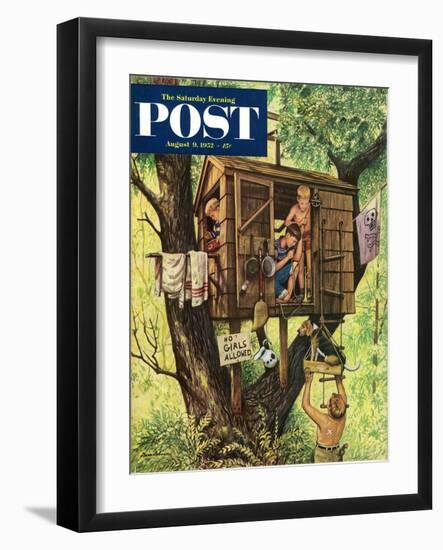 "No Girls Allowed" Saturday Evening Post Cover, August 9, 1952-Stevan Dohanos-Framed Giclee Print