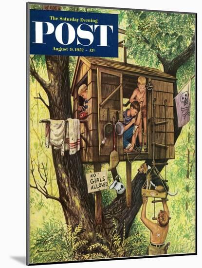 "No Girls Allowed" Saturday Evening Post Cover, August 9, 1952-Stevan Dohanos-Mounted Giclee Print