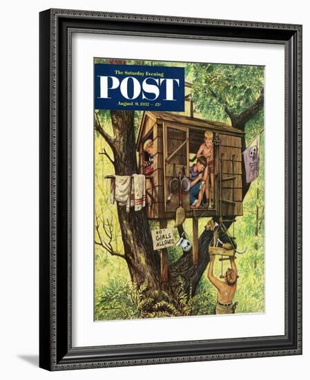 "No Girls Allowed" Saturday Evening Post Cover, August 9, 1952-Stevan Dohanos-Framed Giclee Print