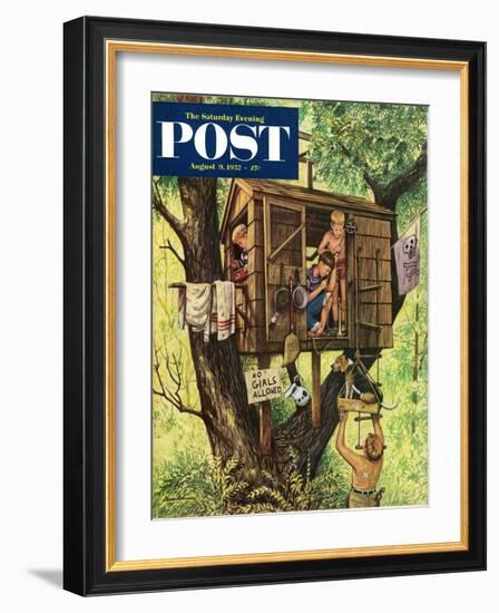 "No Girls Allowed" Saturday Evening Post Cover, August 9, 1952-Stevan Dohanos-Framed Giclee Print