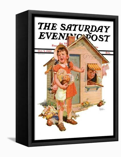 "No Girls Allowed," Saturday Evening Post Cover, October 9, 1937-Frances Tipton Hunter-Framed Premier Image Canvas