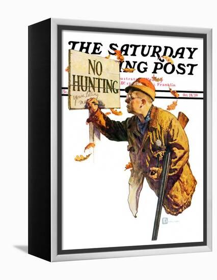 "'No Hunting'," Saturday Evening Post Cover, October 28, 1939-Douglas Crockwell-Framed Premier Image Canvas