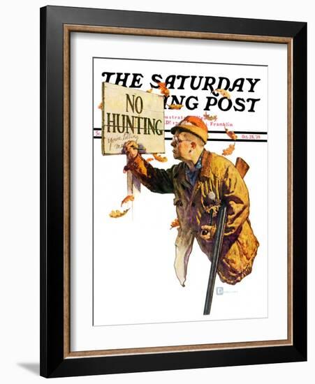 "'No Hunting'," Saturday Evening Post Cover, October 28, 1939-Douglas Crockwell-Framed Premium Giclee Print