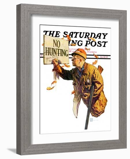 "'No Hunting'," Saturday Evening Post Cover, October 28, 1939-Douglas Crockwell-Framed Giclee Print