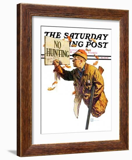 "'No Hunting'," Saturday Evening Post Cover, October 28, 1939-Douglas Crockwell-Framed Giclee Print