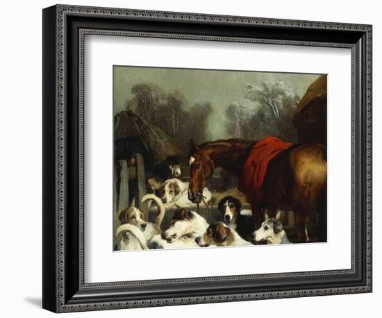 No Hunting Till the Weather Breaks' (Or 'Hunter and Hounds')-Edwin Henry Landseer-Framed Giclee Print