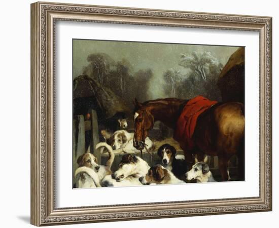 No Hunting Till the Weather Breaks' (Or 'Hunter and Hounds')-Edwin Henry Landseer-Framed Giclee Print