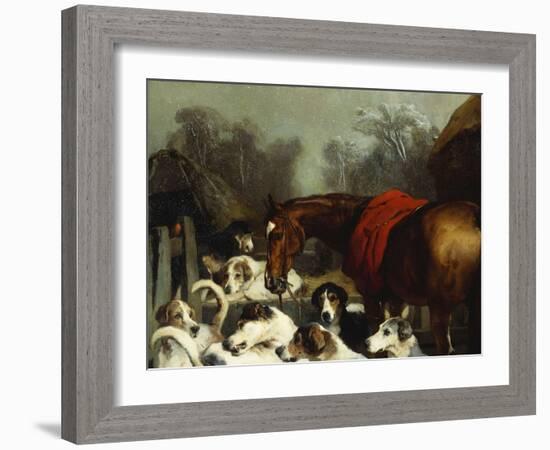 No Hunting Till the Weather Breaks' (Or 'Hunter and Hounds')-Edwin Henry Landseer-Framed Giclee Print