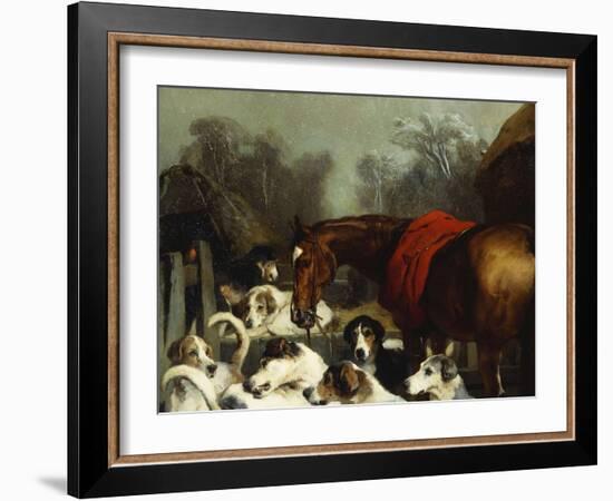 No Hunting Till the Weather Breaks' (Or 'Hunter and Hounds')-Edwin Henry Landseer-Framed Giclee Print