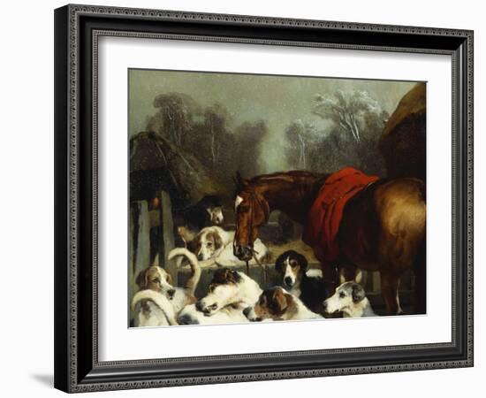 No Hunting Till the Weather Breaks' (Or 'Hunter and Hounds')-Edwin Henry Landseer-Framed Giclee Print