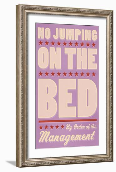 No Jumping on the Bed (pink)-John W^ Golden-Framed Art Print