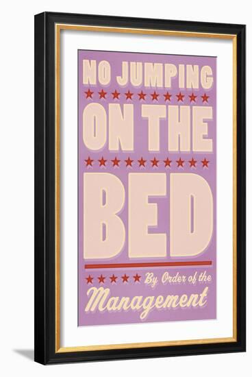 No Jumping on the Bed (pink)-John W^ Golden-Framed Art Print