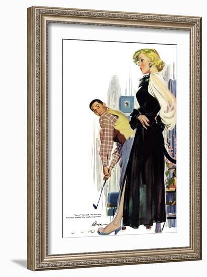 No Man Around The House  - Saturday Evening Post "Leading Ladies", August 13, 1955 pg.31-Perry Peterson-Framed Giclee Print