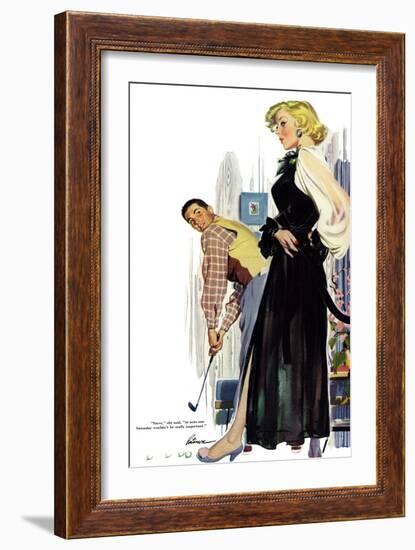 No Man Around The House  - Saturday Evening Post "Leading Ladies", August 13, 1955 pg.31-Perry Peterson-Framed Giclee Print