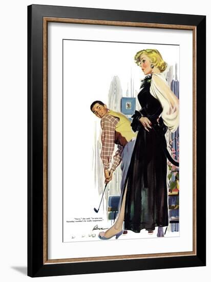 No Man Around The House  - Saturday Evening Post "Leading Ladies", August 13, 1955 pg.31-Perry Peterson-Framed Giclee Print