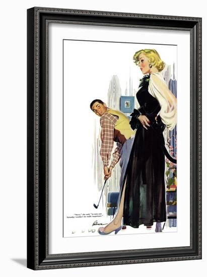 No Man Around The House  - Saturday Evening Post "Leading Ladies", August 13, 1955 pg.31-Perry Peterson-Framed Giclee Print