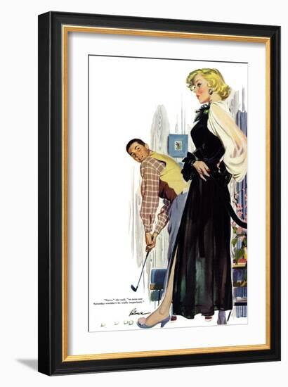 No Man Around The House  - Saturday Evening Post "Leading Ladies", August 13, 1955 pg.31-Perry Peterson-Framed Giclee Print