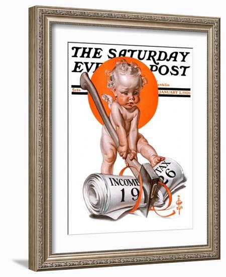 "No New Taxes," Saturday Evening Post Cover, January 2, 1926-Joseph Christian Leyendecker-Framed Giclee Print