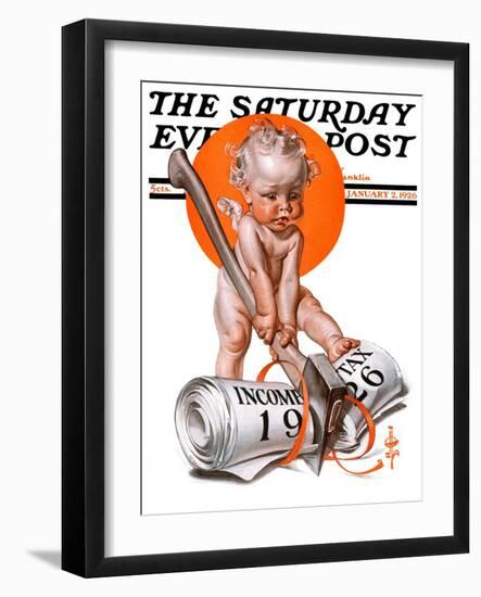 "No New Taxes," Saturday Evening Post Cover, January 2, 1926-Joseph Christian Leyendecker-Framed Giclee Print