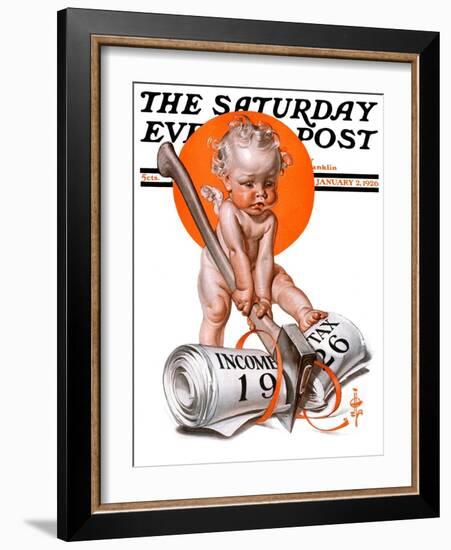 "No New Taxes," Saturday Evening Post Cover, January 2, 1926-Joseph Christian Leyendecker-Framed Giclee Print