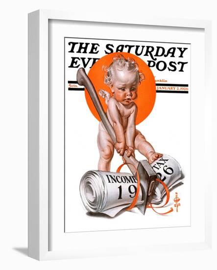 "No New Taxes," Saturday Evening Post Cover, January 2, 1926-Joseph Christian Leyendecker-Framed Giclee Print