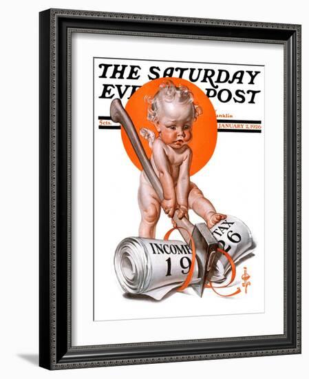 "No New Taxes," Saturday Evening Post Cover, January 2, 1926-Joseph Christian Leyendecker-Framed Giclee Print