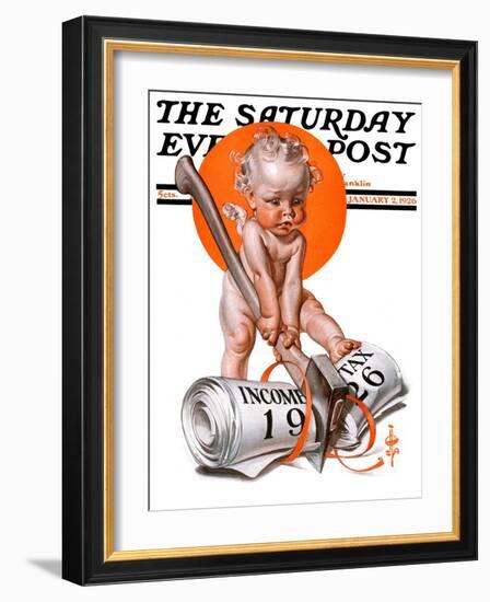 "No New Taxes," Saturday Evening Post Cover, January 2, 1926-Joseph Christian Leyendecker-Framed Giclee Print