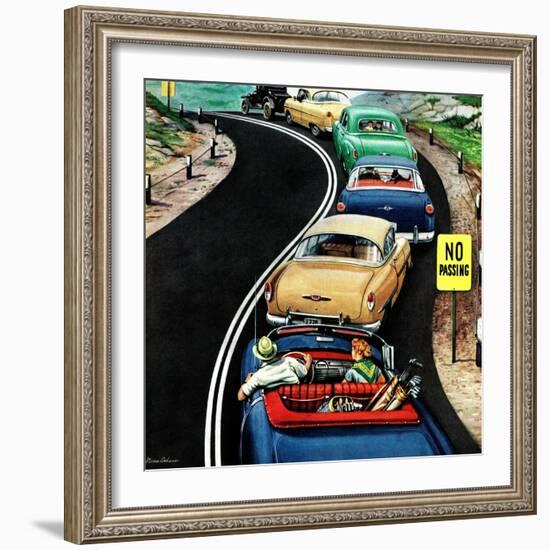 "No Passing", October 9, 1954-Stevan Dohanos-Framed Giclee Print