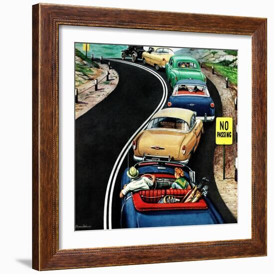 "No Passing", October 9, 1954-Stevan Dohanos-Framed Giclee Print