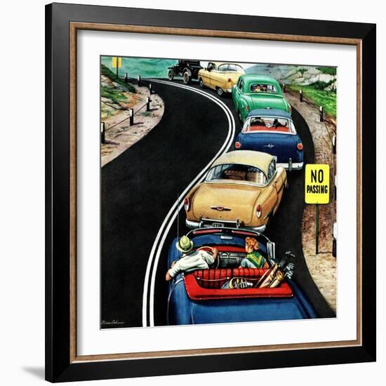 "No Passing", October 9, 1954-Stevan Dohanos-Framed Giclee Print