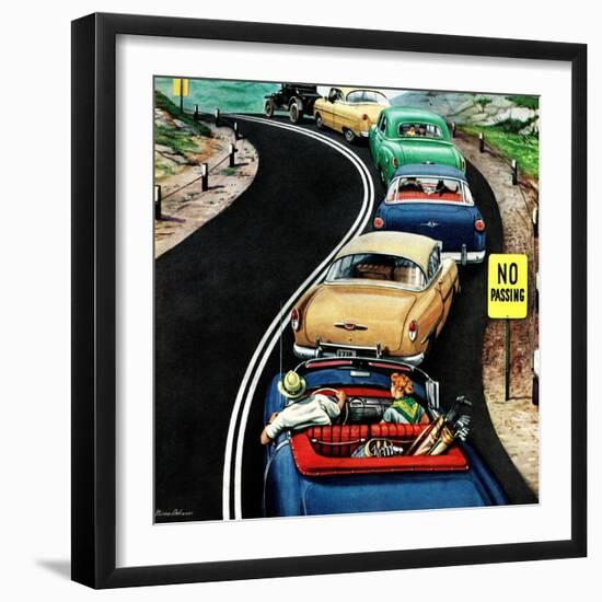 "No Passing", October 9, 1954-Stevan Dohanos-Framed Giclee Print