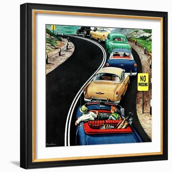 "No Passing", October 9, 1954-Stevan Dohanos-Framed Giclee Print