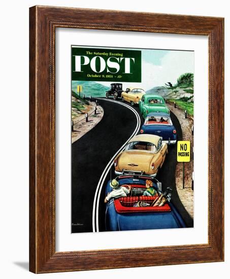 "No Passing" Saturday Evening Post Cover, October 9, 1954-Stevan Dohanos-Framed Giclee Print