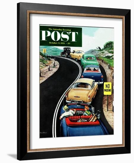 "No Passing" Saturday Evening Post Cover, October 9, 1954-Stevan Dohanos-Framed Giclee Print