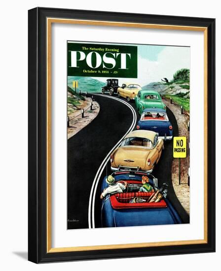 "No Passing" Saturday Evening Post Cover, October 9, 1954-Stevan Dohanos-Framed Giclee Print