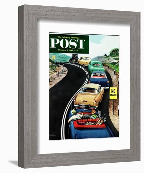 "No Passing" Saturday Evening Post Cover, October 9, 1954-Stevan Dohanos-Framed Giclee Print