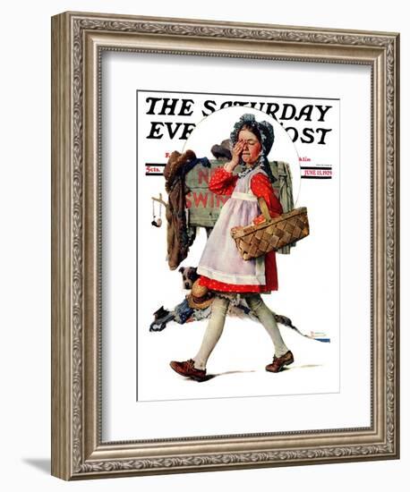 "No Peeking" Saturday Evening Post Cover, June 15,1929-Norman Rockwell-Framed Giclee Print