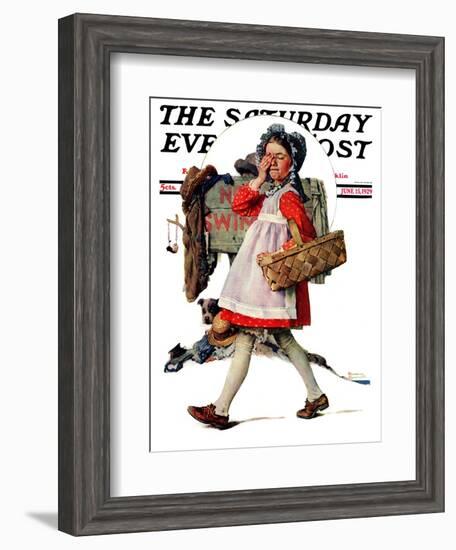 "No Peeking" Saturday Evening Post Cover, June 15,1929-Norman Rockwell-Framed Giclee Print