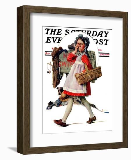 "No Peeking" Saturday Evening Post Cover, June 15,1929-Norman Rockwell-Framed Giclee Print