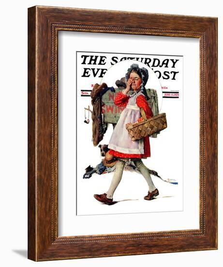 "No Peeking" Saturday Evening Post Cover, June 15,1929-Norman Rockwell-Framed Giclee Print