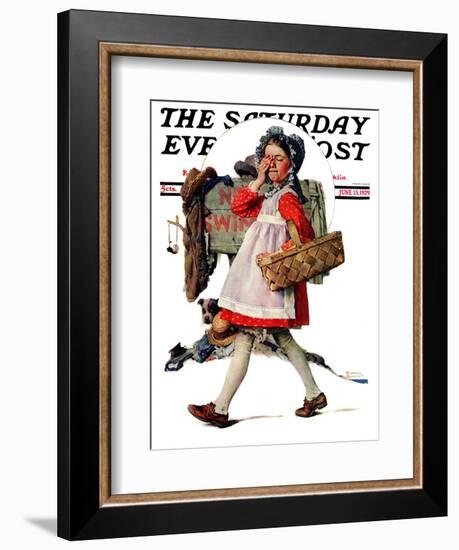 "No Peeking" Saturday Evening Post Cover, June 15,1929-Norman Rockwell-Framed Giclee Print