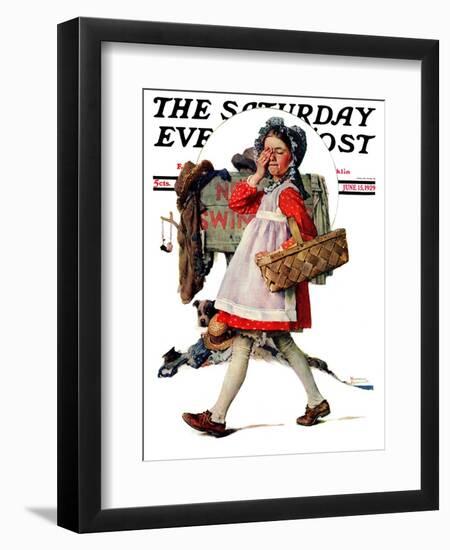 "No Peeking" Saturday Evening Post Cover, June 15,1929-Norman Rockwell-Framed Giclee Print